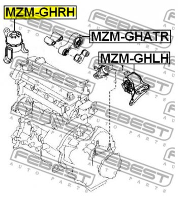 5 199 р. Правая подушка двигателя Febest (гидравлическая) Mazda 6 GH дорестайлинг лифтбэк (2007-2010)  с доставкой в г. Йошкар-Ола. Увеличить фотографию 4