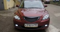 2 599 р. Решётка радиатора Style v4 (сетка)  Mazda 3/Axela  BK (2003-2006) дорестайлинг, хэтчбэк (Неокрашенная)  с доставкой в г. Йошкар-Ола. Увеличить фотографию 1