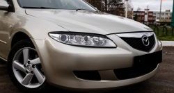 669 р. Реснички RA на фары  Mazda 6 ( GG,  GG, GY) (2002-2008) лифтбэк дорестайлинг, седан дорестайлинг, универсал дорестайлинг, лифтбэк рестайлинг, седан рестайлинг, универсал рестайлинг (Неокрашенные)  с доставкой в г. Йошкар-Ола. Увеличить фотографию 2