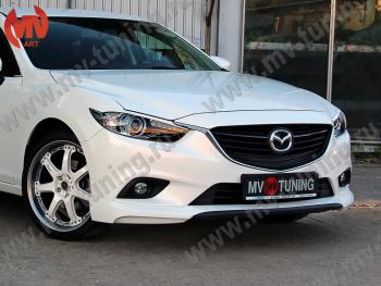 6 299 р. Клыки переднего бампера Var №2 Lite (комплектация Drive и Activ) MV-Tuning  Mazda 6  GJ (2012-2018) дорестайлинг седан, дорестайлинг универсал, 1 рестайлинг универсал, 1-ый рестайлинг седан (Неокрашенные)  с доставкой в г. Йошкар-Ола. Увеличить фотографию 1