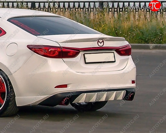 10 899 р. Диффузор заднего бампера Sport v4 Mazda 6 GJ 1-ый рестайлинг седан (2015-2018) (Неокрашенная)  с доставкой в г. Йошкар-Ола