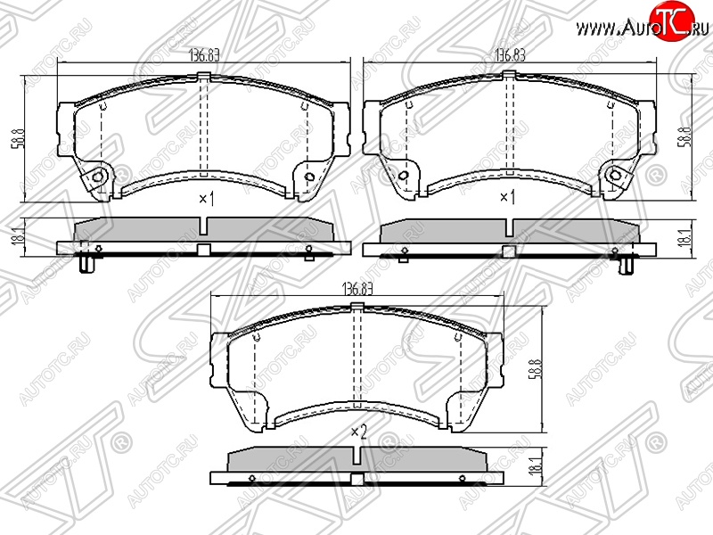 1 199 р. Колодки тормозные SAT (передние)  Mazda 6  GH - Atenza  с доставкой в г. Йошкар-Ола