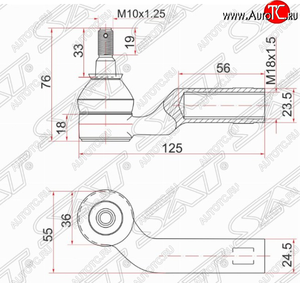 649 р. Правый наконечник рулевой тяги SAT Mazda 3/Axela BK дорестайлинг седан (2003-2006)  с доставкой в г. Йошкар-Ола