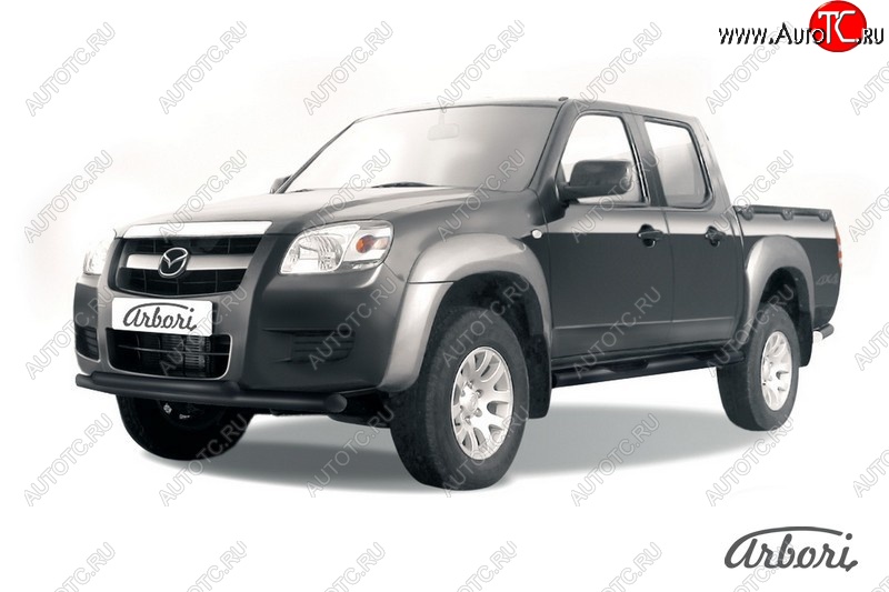 7 703 р. Защита переднего бампера Arbori (черная, 2 трубы d57 и 57 mm) Mazda BT-50 (2006-2011)  с доставкой в г. Йошкар-Ола