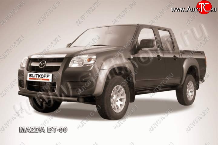 10 499 р. защита переднего бампера Slitkoff Mazda BT-50 (2006-2011) (Цвет: серебристый)  с доставкой в г. Йошкар-Ола