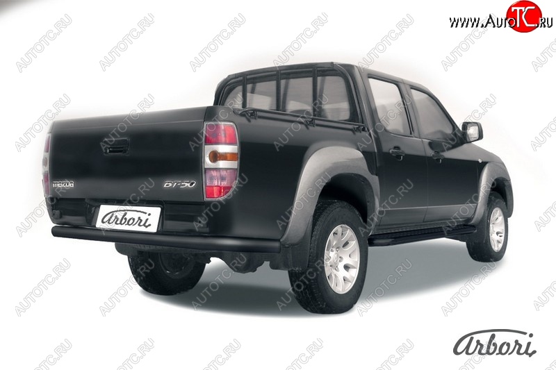 7 019 р. Защита заднего бампера Arbori (черная, 1 труба d76 mm). Mazda BT-50 (2006-2011)  с доставкой в г. Йошкар-Ола