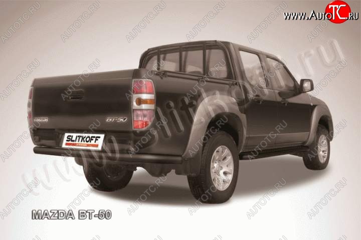 9 449 р. Защита задняя Slitkoff  Mazda BT-50 (2006-2015) (Цвет: серебристый)  с доставкой в г. Йошкар-Ола