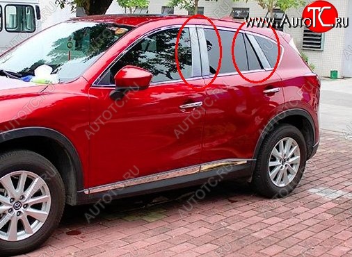 4 749 р. Накладки на центральные стойки дверей СТ Mazda CX-5 KE дорестайлинг (2011-2014) (Неокрашенные)  с доставкой в г. Йошкар-Ола