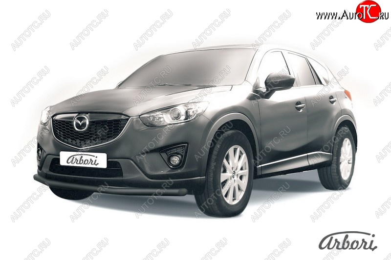 7 019 р. Защита переднего бампера Arbori (черная, 1 труба d57 mm). Mazda CX-5 KE рестайлинг (2015-2017)  с доставкой в г. Йошкар-Ола