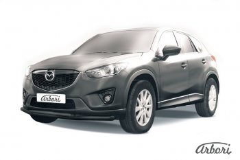 Защита переднего бампера Arbori (черная, 2 трубы d57 и 42 mm) Mazda CX-5 KE рестайлинг (2015-2017)