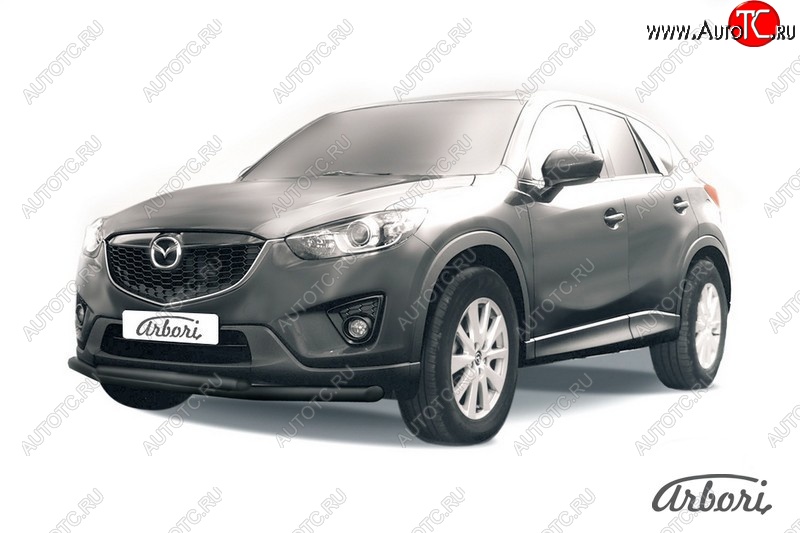 7 919 р. Защита переднего бампера Arbori (черная, 2 трубы d57 и 42 mm) Mazda CX-5 KE рестайлинг (2015-2017)  с доставкой в г. Йошкар-Ола