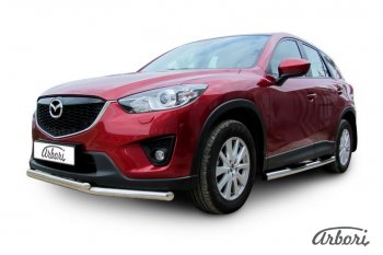 15 182 р. Защита переднего бампера Arbori (нержавейка, 2 трубы d57 и 42 mm) Mazda CX-5 KE рестайлинг (2015-2017)  с доставкой в г. Йошкар-Ола. Увеличить фотографию 2