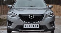 16 849 р. Защита переднего бампера (2 трубыØ63 и 42 мм, нержавейка) SLITKOFF  Mazda CX-5  KE (2011-2017) дорестайлинг, рестайлинг  с доставкой в г. Йошкар-Ола. Увеличить фотографию 1