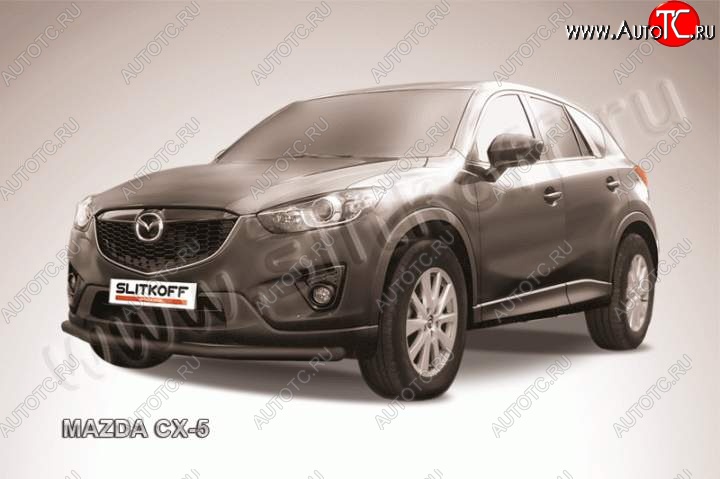 10 499 р. Защита переднего бампер Slitkoff Mazda CX-5 KE рестайлинг (2015-2017) (Цвет: серебристый)  с доставкой в г. Йошкар-Ола