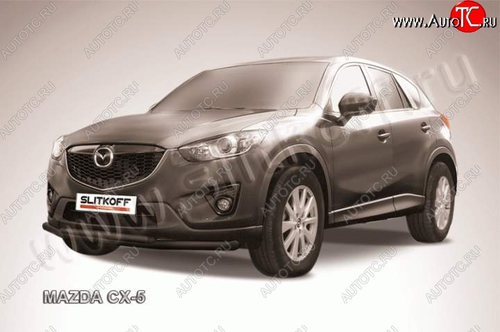 11 899 р. Защита переднего бампер Slitkoff Mazda CX-5 KE рестайлинг (2015-2017) (Цвет: серебристый)  с доставкой в г. Йошкар-Ола