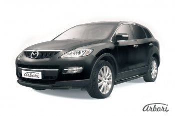 9 989 р. Защита переднего бампера Arbori (черная, 2 трубы d57 и 57 mm) Mazda CX-9 TB дорестайлинг (2007-2009)  с доставкой в г. Йошкар-Ола. Увеличить фотографию 1