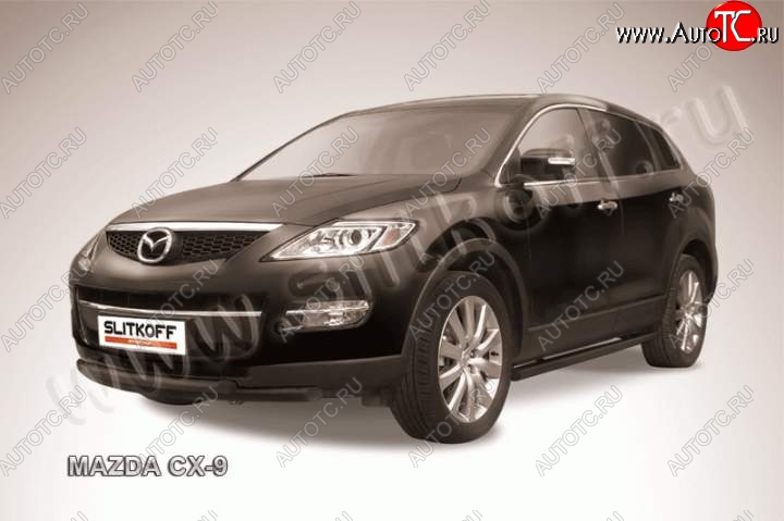 11 449 р. защита переднего бампера Slitkoff Mazda CX-9 TB дорестайлинг (2007-2009) (Цвет: серебристый)  с доставкой в г. Йошкар-Ола