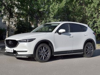 22 999 р. Защита переднего бампера (2 трубыØ63 и 42 мм, нержавейка) SLITKOFF Mazda CX-5 KF (2016-2024)  с доставкой в г. Йошкар-Ола. Увеличить фотографию 2