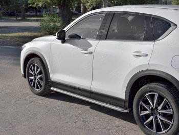 26 999 р. Широкая защита порогов с трубой диаметром 42 мм SLITKOFF v1  Mazda CX-5  KF (2016-2024)  с доставкой в г. Йошкар-Ола. Увеличить фотографию 2