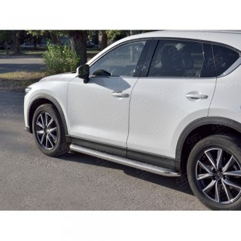 35 999 р. Защита порогов из круглой трубы диаметром 63 мм SLITKOFF v1 Mazda CX-5 KF (2016-2024)  с доставкой в г. Йошкар-Ола. Увеличить фотографию 2