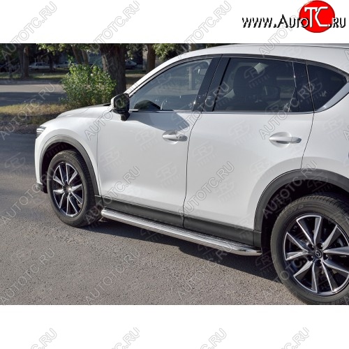 33 999 р. Порожки для ног (Ø63) SLITKOFF  Mazda CX-5  KF (2016-2024) (лист - алюминий, профиль - сталь)  с доставкой в г. Йошкар-Ола