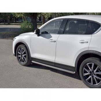 Защита порогов из круглой трубы диаметром 63 мм SLITKOFF v3 Mazda CX-5 KF (2016-2024)