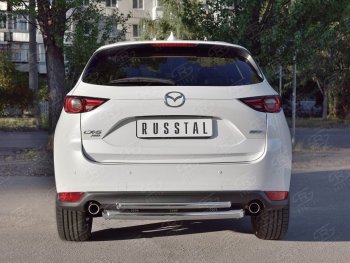 18 499 р. Защита заднего бампера (Ø63 и 42 мм, нержавейка) SLITKOFF Mazda CX-5 KF (2016-2024)  с доставкой в г. Йошкар-Ола. Увеличить фотографию 2