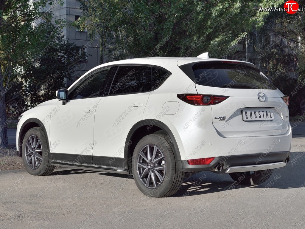 14 999 р. Защита заднего бампера (Ø75x42 мм, нержавейка) Russtal Mazda CX-5 KF (2016-2024)  с доставкой в г. Йошкар-Ола