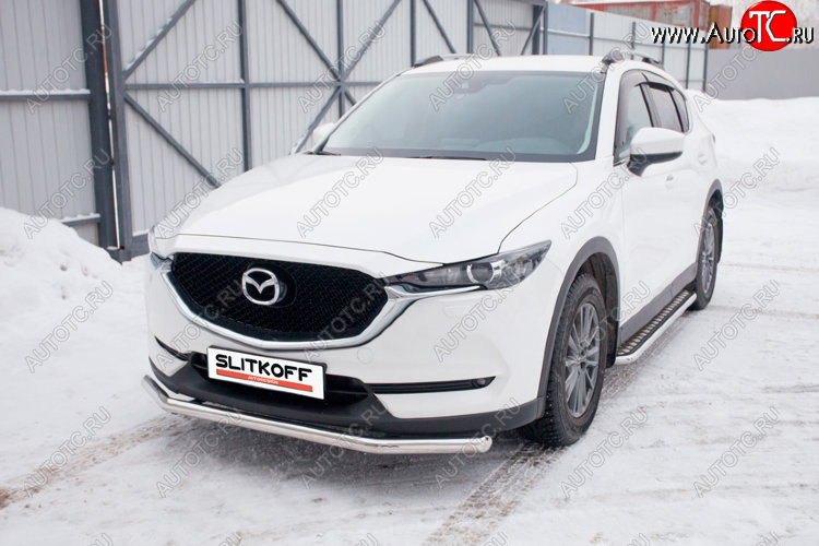 13 499 р. Защита переднего бампера Slitkoff (Ø 57 мм).  Mazda CX-5  KF (2016-2025) (Нержавеющая сталь)  с доставкой в г. Йошкар-Ола