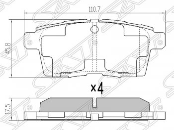 Колодки тормозные задние SAT Mazda CX-9 TB дорестайлинг (2007-2009)