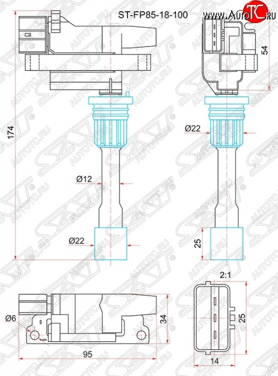 1 829 р. Катушка зажигания SAT  Mazda 323/Familia  седан - Premacy  с доставкой в г. Йошкар-Ола