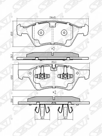 Колодки тормозные SAT (передние) Mercedes-Benz E-Class W211 дорестайлинг седан (2002-2006)