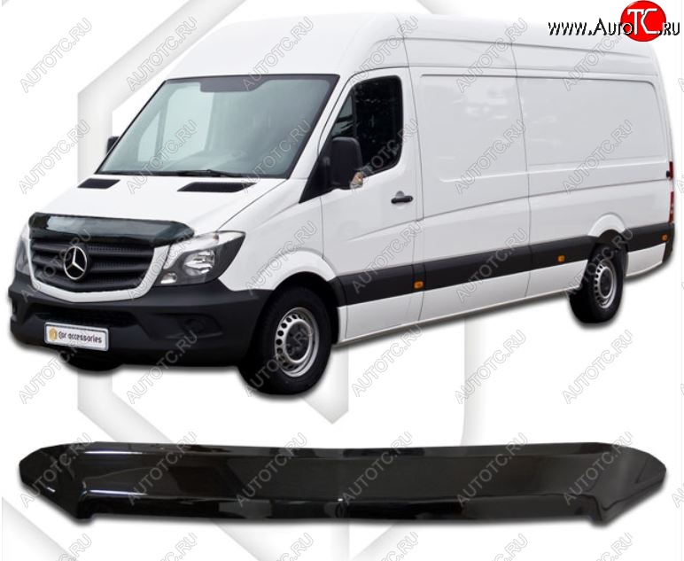 2 079 р. Дефлектор капота CA-Plastiс Mercedes-Benz Sprinter W906 рестайлинг (2014-2018) (Classic черный, Без надписи)  с доставкой в г. Йошкар-Ола