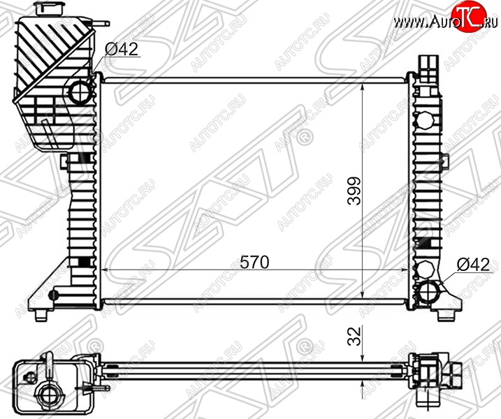 9 499 р. Радиатор двигателя SAT (трубчатый, МКПП) Mercedes-Benz Sprinter W905 рестайлинг (2000-2006)  с доставкой в г. Йошкар-Ола