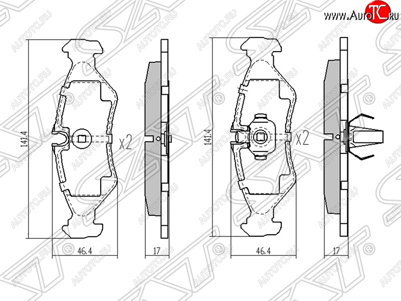 1 059 р. Колодки тормозные задние SAT Mercedes-Benz Sprinter W901 (1995-2000)  с доставкой в г. Йошкар-Ола