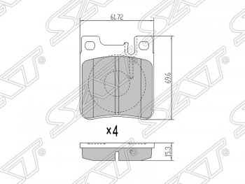 669 р. Колодки тормозные задние SAT  Mercedes-Benz C-Class ( S202,  W202,  W203,  CL203,  S203) - S class  W220  с доставкой в г. Йошкар-Ола. Увеличить фотографию 1