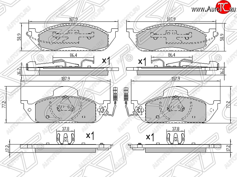 1 549 р. Колодки тормозные SAT (передние)  Mercedes-Benz ML class  W163 (1997-2001) дорестайлинг  с доставкой в г. Йошкар-Ола