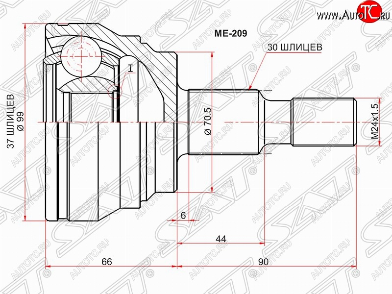 3 599 р. Шрус (наружный) SAT (37*30*70.3 мм)  Mercedes-Benz ML class ( W164,  W166) (2005-2015) дорестайлинг, рестайлинг  с доставкой в г. Йошкар-Ола