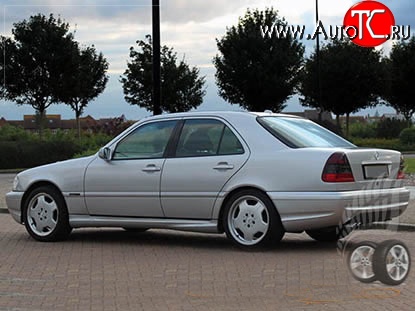 8 299 р. Пороги накладки AMG Mercedes-Benz C-Class W202 дорестайлинг седан (1993-1997) (Неокрашенные)  с доставкой в г. Йошкар-Ола