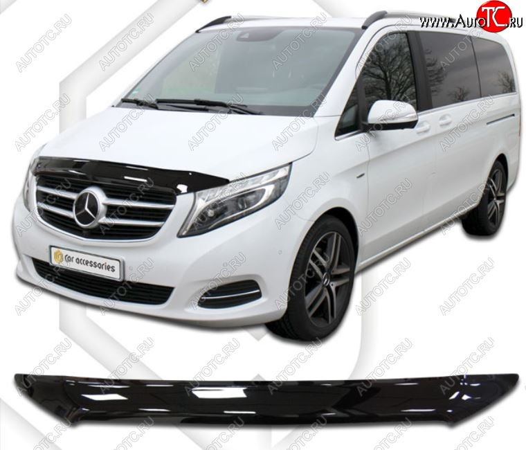 2 099 р. Дефлектор капота CA-Plastiс  Mercedes-Benz Vito  W447 (2015-2024) дорестайлинг, рестайлинг (Classic черный, Без надписи)  с доставкой в г. Йошкар-Ола