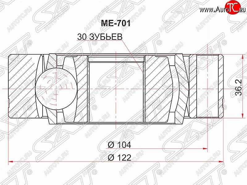 2 859 р. Шрус (внутренний) SAT (30*122 мм)  Mercedes-Benz Vito  W638 (1996-2003)  с доставкой в г. Йошкар-Ола