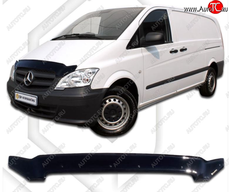 2 099 р. Дефлектор капота CA-Plastiс  Mercedes-Benz Vito  W639 (2010-2014) рестайлинг (Classic черный, Без надписи)  с доставкой в г. Йошкар-Ола