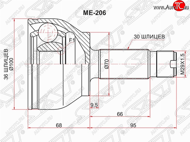 2 599 р. Шрус (наружный) SAT (36*30*70 мм)  Mercedes-Benz Vito  W639 (2003-2014) дорестайлинг, рестайлинг  с доставкой в г. Йошкар-Ола