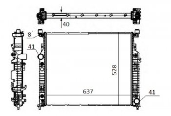 Радиатор двигателя (пластинчатый, 2.8D/3.0D/3.2D/3.5/3.5D/4.5/5.0/5.5/6.3AMG, МКПП/АКПП) SAT Mercedes-Benz ML class W164 дорестайлинг (2005-2008)