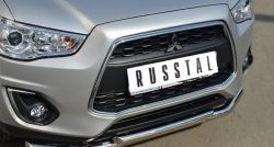 17 899 р. Защита переднего бампера (2 трубыØ63 и 42 мм, нержавейка) SLITKOFF  Mitsubishi ASX (2013-2016) 1-ый рестайлинг  с доставкой в г. Йошкар-Ола. Увеличить фотографию 2