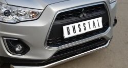 16 999 р. Одинарная защита переднего бампера диаметром 63 мм SLITKOFF Mitsubishi ASX 1-ый рестайлинг (2013-2016)  с доставкой в г. Йошкар-Ола. Увеличить фотографию 2