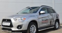 14 849 р. Защита порогов из круглой трубы диаметром 63 мм Russtal Mitsubishi ASX 1-ый рестайлинг (2013-2016) (Защита порогов с со скосами на торцах (вариант 1))  с доставкой в г. Йошкар-Ола. Увеличить фотографию 4