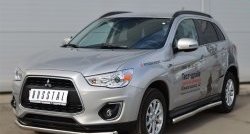 14 849 р. Защита порогов из круглой трубы диаметром 63 мм Russtal Mitsubishi ASX 1-ый рестайлинг (2013-2016) (Защита порогов с со скосами на торцах (вариант 1))  с доставкой в г. Йошкар-Ола. Увеличить фотографию 11