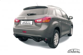 9 719 р. Защита заднего бампера Arbori (скоба, черная, 1 труба d57 mm).  Mitsubishi ASX (2013-2016) 1-ый рестайлинг  с доставкой в г. Йошкар-Ола. Увеличить фотографию 1