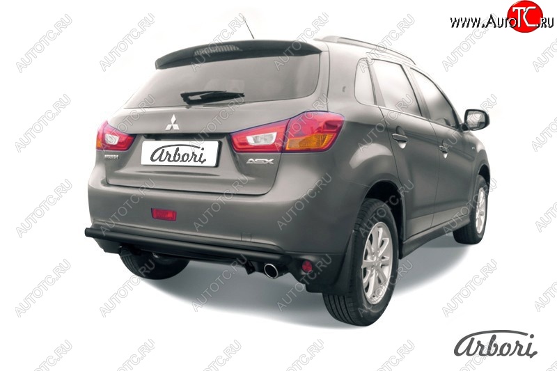 6 029 р. Защита заднего бампера Arbori (черная, 1 труба d57 mm). Mitsubishi ASX 1-ый рестайлинг (2013-2016)  с доставкой в г. Йошкар-Ола